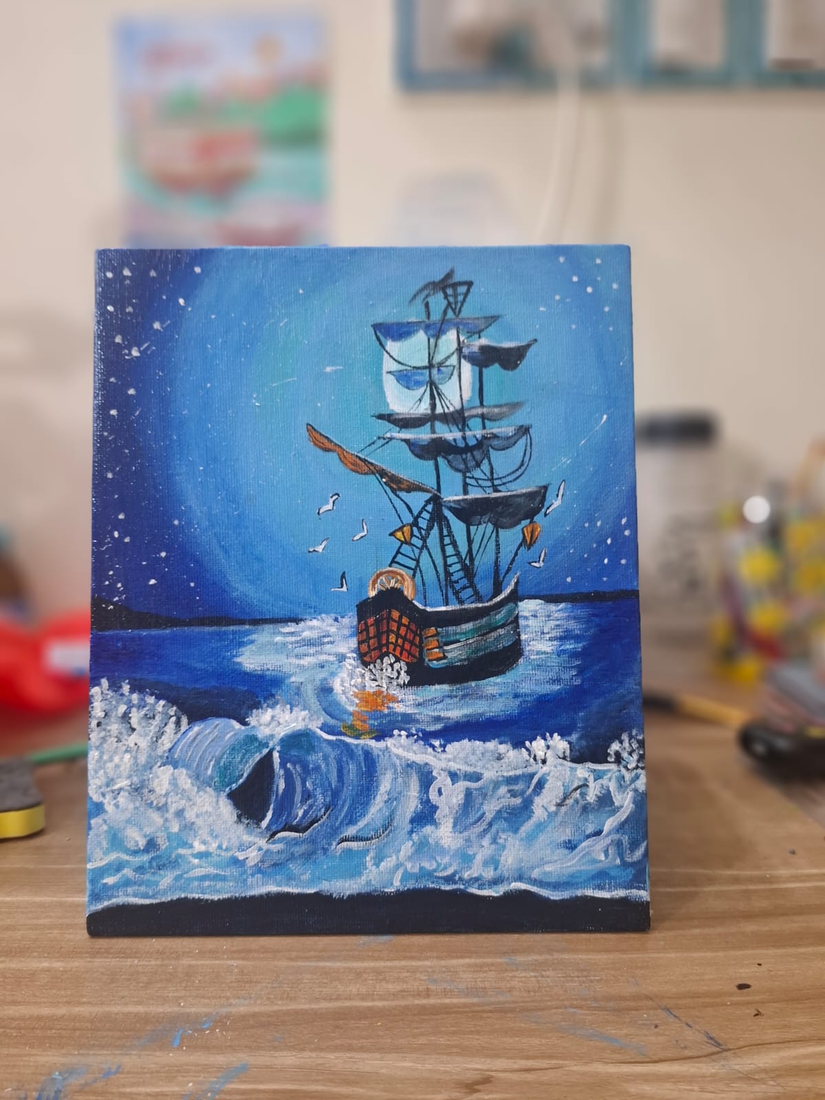 Nautical Night Sky and Sailing Ship Canvas