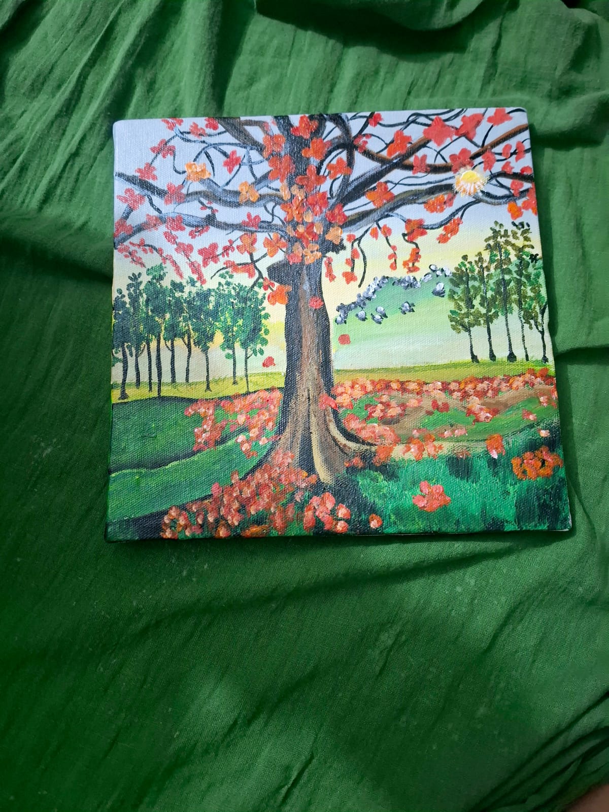 Autumn Leaves and Woodland Path Landscape